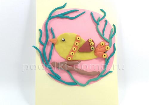 Аппликация из пластилина «Птичка» Аппликация из пластилина «Птичка»
